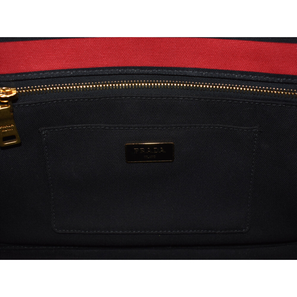 Prada Canapa Bag Black White Red shoulder strap card - Picture 7 of 7